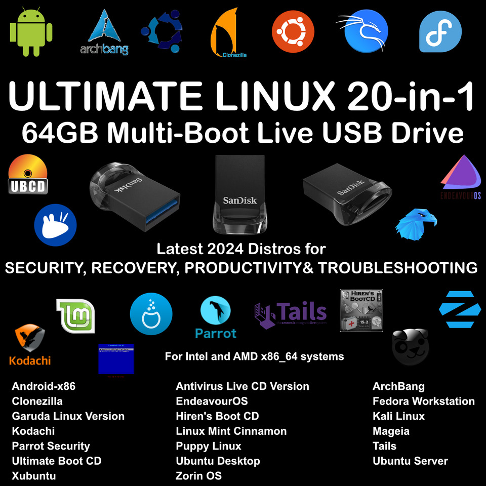 Ultimate Linux 20-in-1 Distros